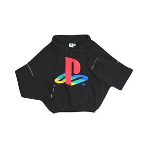 Cropped PlayStation Pullover Sweatshirt Retro Gaming Women's Medium